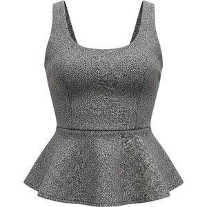Bebe Tweed Peplum Tank Top Women's Size XS Sleeveless Zip Chic Textured Y2K 90s